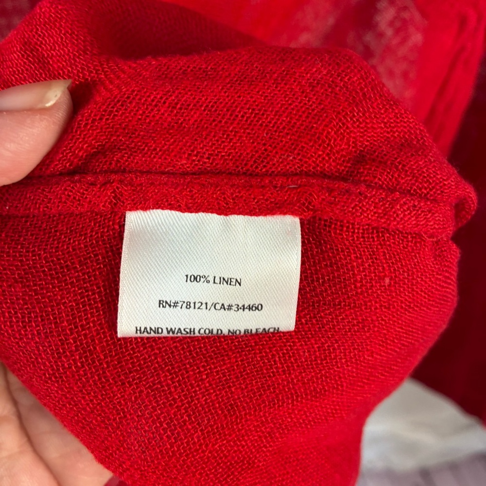 Eileen Fisher 100% Linen Red Button Front Tunic 1X - Picture 6 of 7